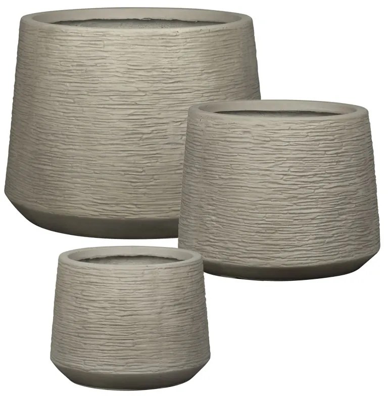 MarHome ΚΑΣΠΩ FIBERCLAY ΣΕΤ/3 ΜΠΕΖ ΚΩΝΙΚΟ-ΓΡΑΜΜΩΣΕΙΣ S:Φ35x27, M:Φ48x36, L:Φ64x48cm 16/ΠΑΛ 06-00-23205 SET3