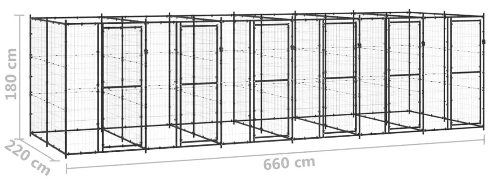 vidaXL Κλουβί Σκύλου Εξωτερικού Χώρου 14,52 μ² από Ατσάλι