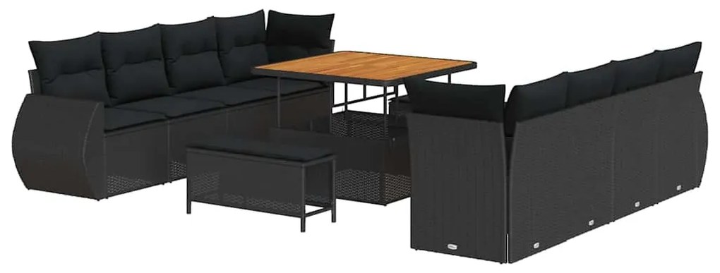 vidaXL Σετ Καναπέ Κήπου 11 pcs Μαύρο συνθετικό ρατάν