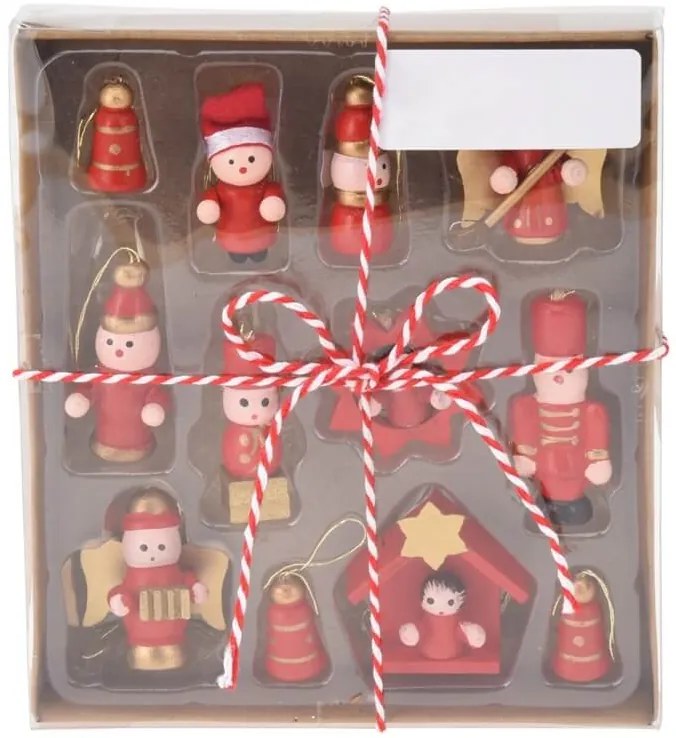 Σετ Ξύλινα Διακοσμητικά Στολίδια - 12 τεμάχια