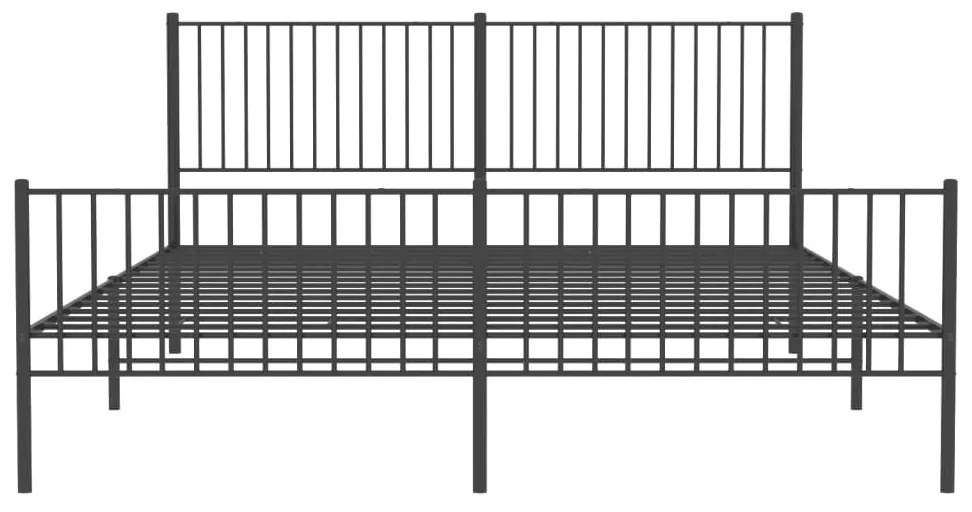 Πλαίσιο Κρεβατιού με Κεφαλάρι&amp;Ποδαρικό Μαύρο 193x20 εκ. Μέταλλο - Μαύρο