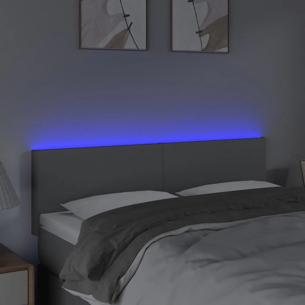 Κεφαλάρι Κρεβατιού LED Ανοιχτό Γκρι 144x5x78/88 εκ. Υφασμάτινο 3121330