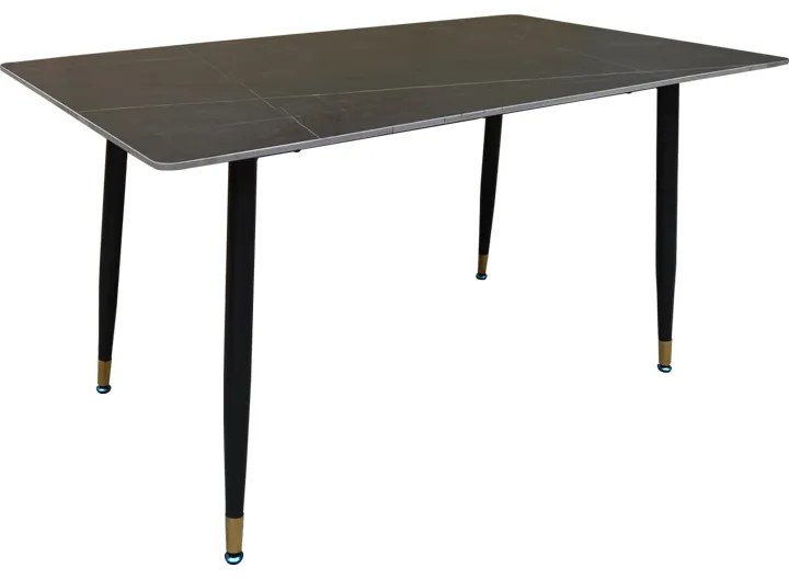 Τραπέζι Pembe pakoworld sintered stone μαύρη όψη μαρμάρου με μαύρα μεταλλικά πόδια 140x80x75εκ