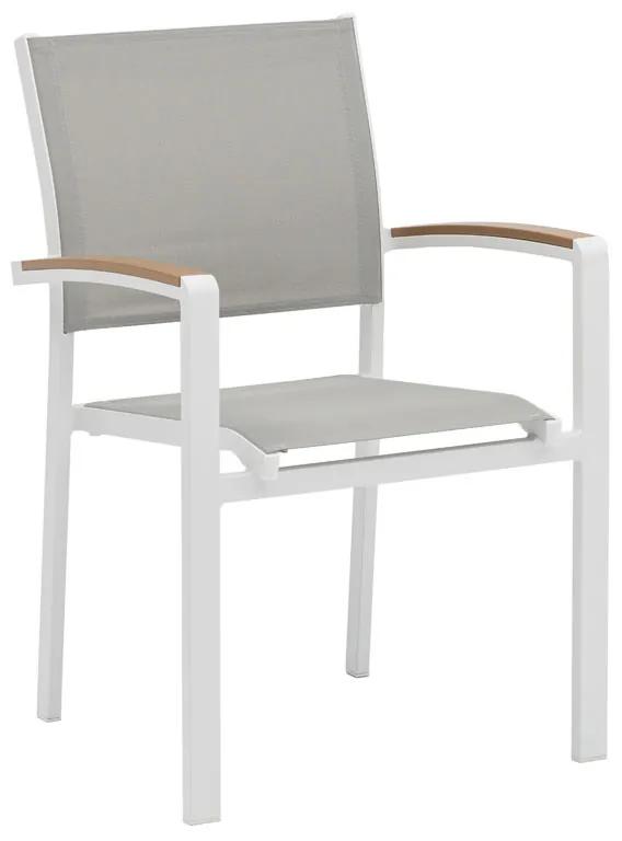 Πολυθρόνα Pori λευκό αλουμίνιο με φυσικό polywood Υλικό: TEXTILE 2x1 - ALUMINUM 40x20xT1.5mm 30x20xT1.4mm. - POLY WOOD 216-000004