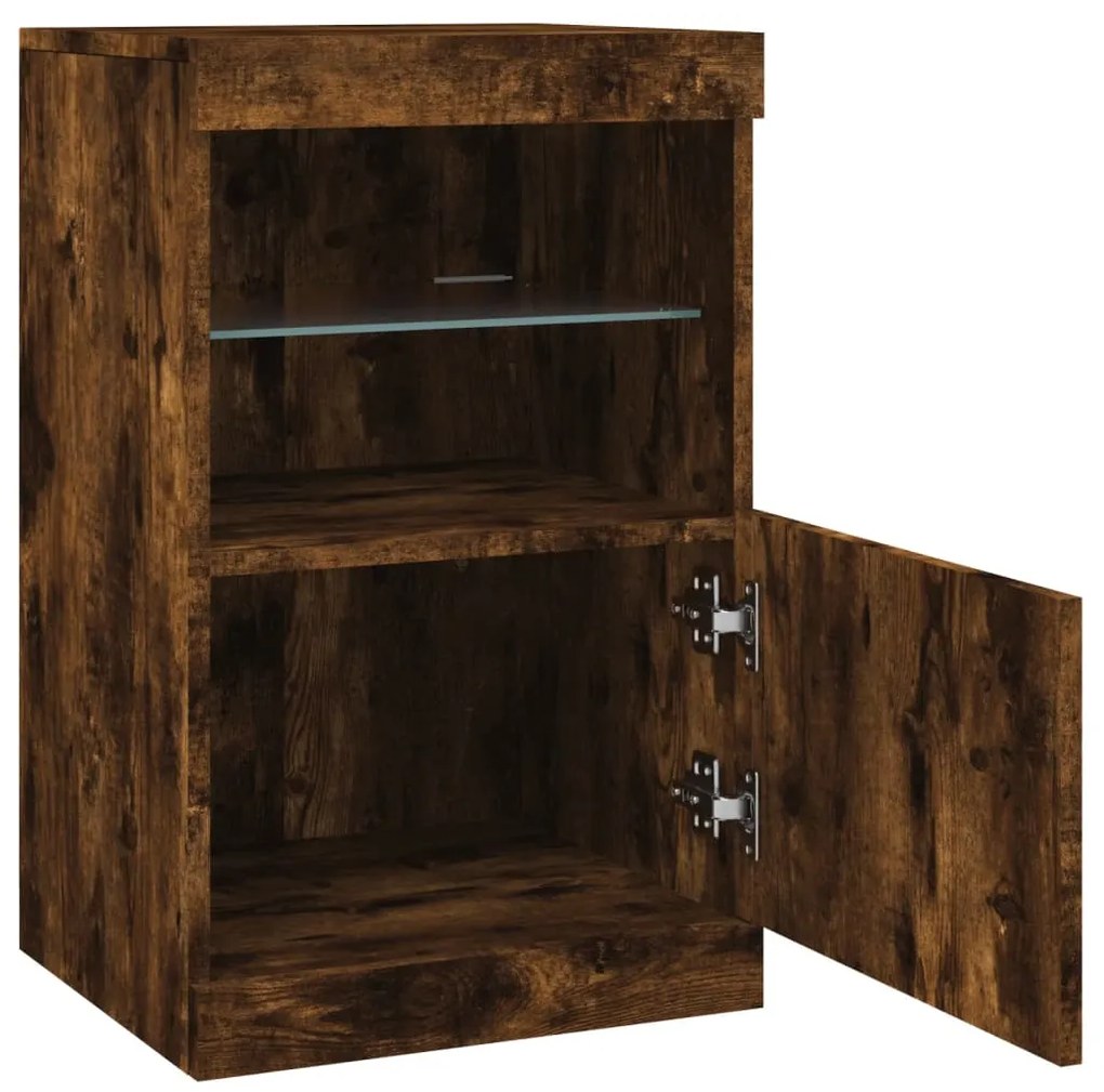 vidaXL Μπουφές με LED Καπνιστή Δρυς 41 x 37 x 67 εκ.