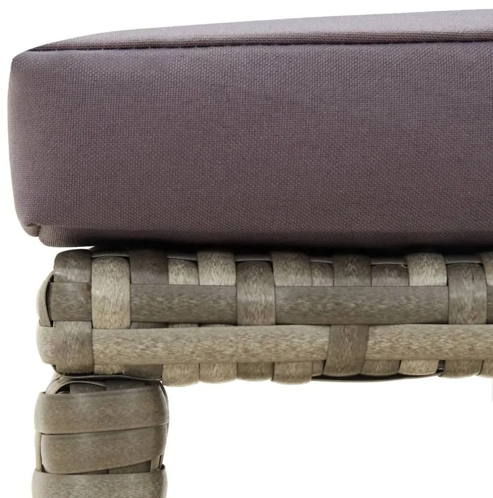 vidaXL Σκαμπό Κήπου 4 τεμ. Γκρι από Συνθετικό Ρατάν με Μαξιλάρια