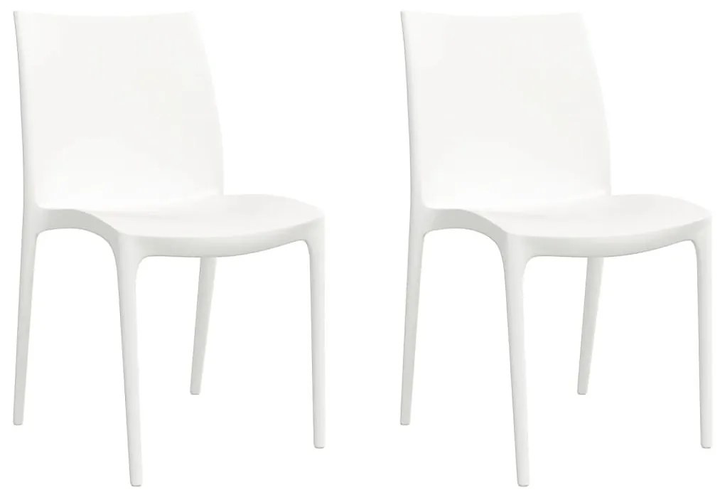 Καρέκλες Κήπου 2 τεμ. Λευκές 50x46x80 εκ. από Πολυπροπυλένιο - Λευκό