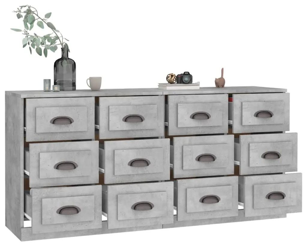 vidaXL Ντουλάπια 2 τεμ. Γκρι Σκυροδέματος από Επεξεργασμένο Ξύλο