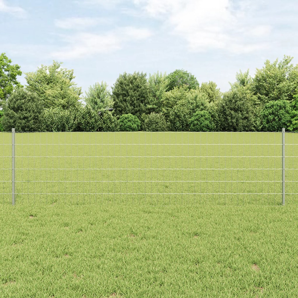 vidaXL Euro Fence με 5 Υποστηρίγματα Ασήμι 0,6x10 μ Ατσάλι