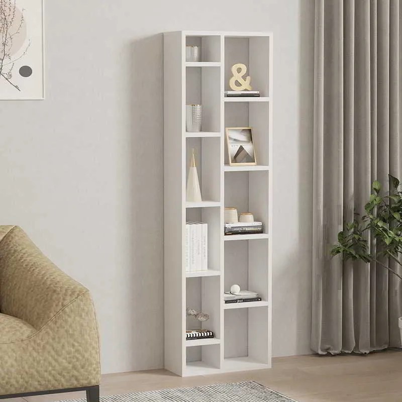 Βιβλιοθήκη Minicu pakoworld σε λευκή απόχρωση  44,4x19,6x150εκ