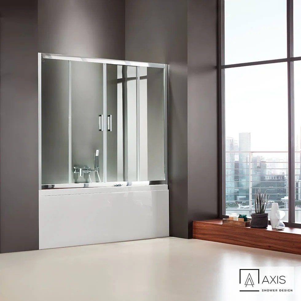 Συρόμενη διπλή πόρτα καμπίνας μπανιέρας AXIS 160 ύψους 140εκ. ρυθμιζόμενη από 157 έως 161εκ. Clear Chrome SLB2X160T-100