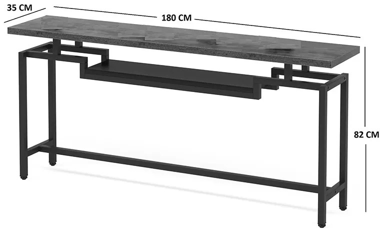Κονσόλα Onole pakoworld σε καρυδί - μαύρο μέταλλο 180x35x82εκ (1 τεμάχια)