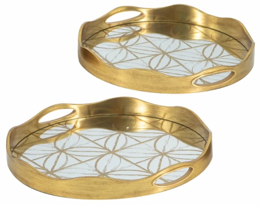 Artekko Tray Διακοσμητικός Δίσκος με Καθρέπτη Πλαστικό Γυαλί Χρυσό (45x45x4.4)cm Σετ/2 Artekko 86755