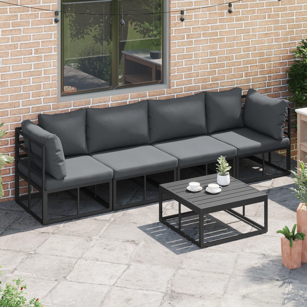 vidaXL Σετ Καναπέ Κήπου 4 pcs Μαύρο 283 x 71.5 x 71 εκ. Αλουμίνιο