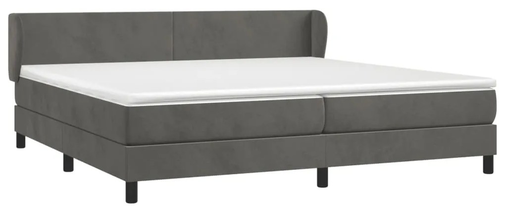 vidaXL Κρεβάτι Boxspring με Στρώμα Σκούρο Γκρι 200x200 εκ. Βελούδινο