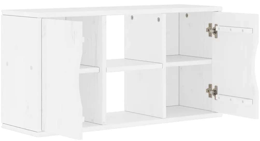 vidaXL Ντουλάπι τηλεόρασης ODDA Λευκό 79x24x40 εκ. Μασίφ Ξύλο Πεύκου