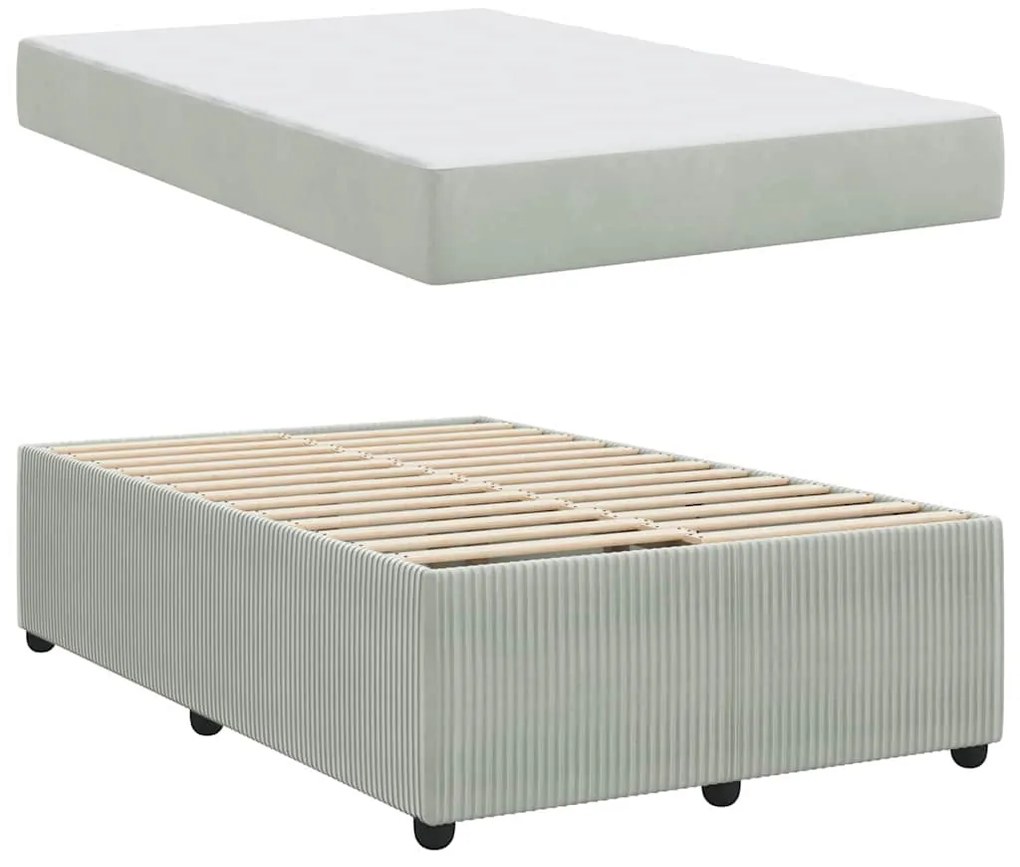 vidaXL Σκελετός Κρεβατιού με στρώμα Ανοιχτό γκρι 120 x 190 cm ύφασμα