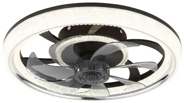Ανεμιστήρας Οροφής LED 30W Μαύρο Dimmable Κρύσταλλοι Cirilla 03644 Globo Lighting-3644-Μαύρο 03644