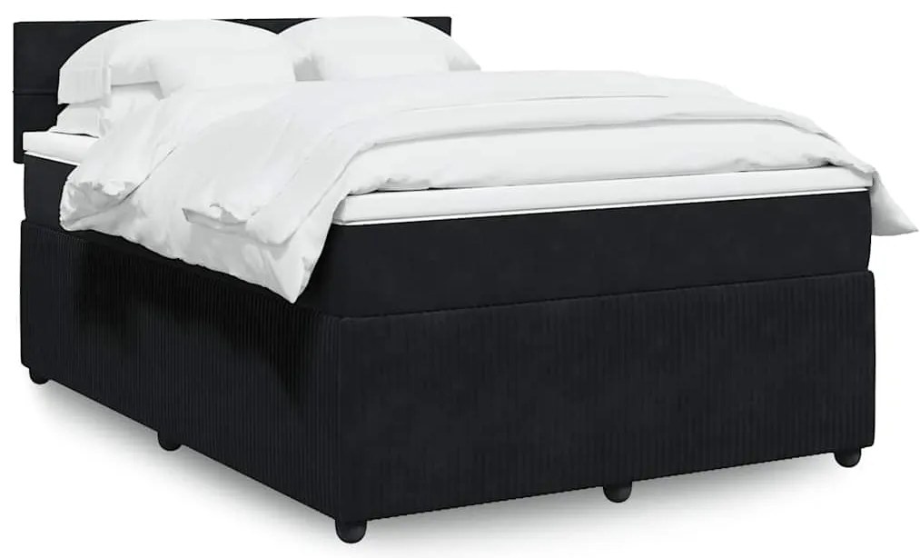 vidaXL Κρεβάτι Boxspring με Στρώμα Μαύρο 140x190 εκ. Βελούδινο