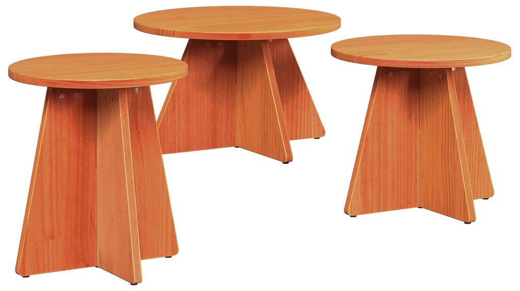 vidaXL Τραπεζάκι σαλονιού 3 pcs Καφέ κεριού 49 x 49 x 30 εκ.