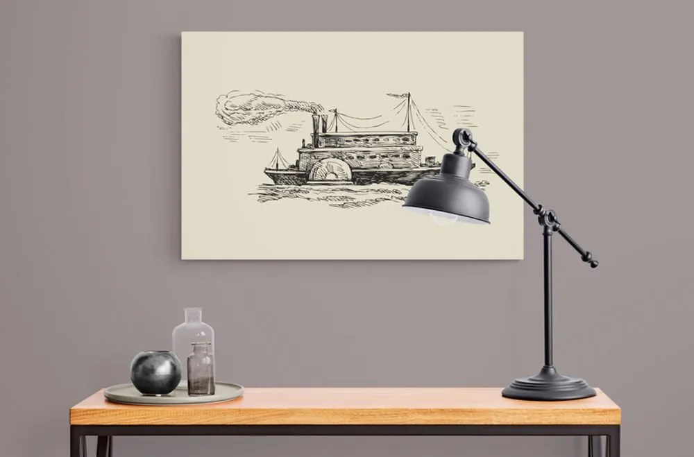 Εικόνα υπέροχο πλοίο σε ρετρό σχέδιο