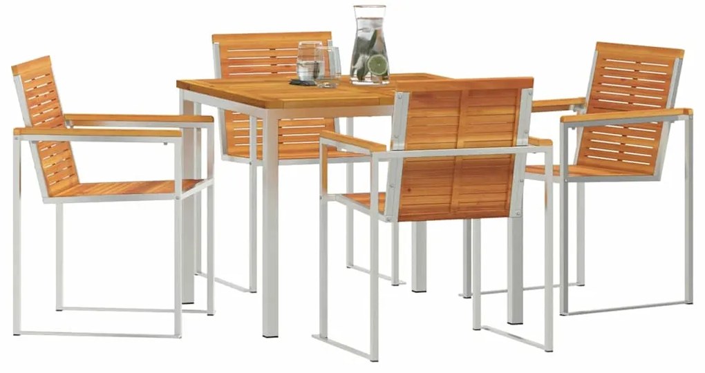 vidaXL Σέτ φαγητού για κήπο 5 pcs Καφέ Στερεό Ξύλο Ακακίας