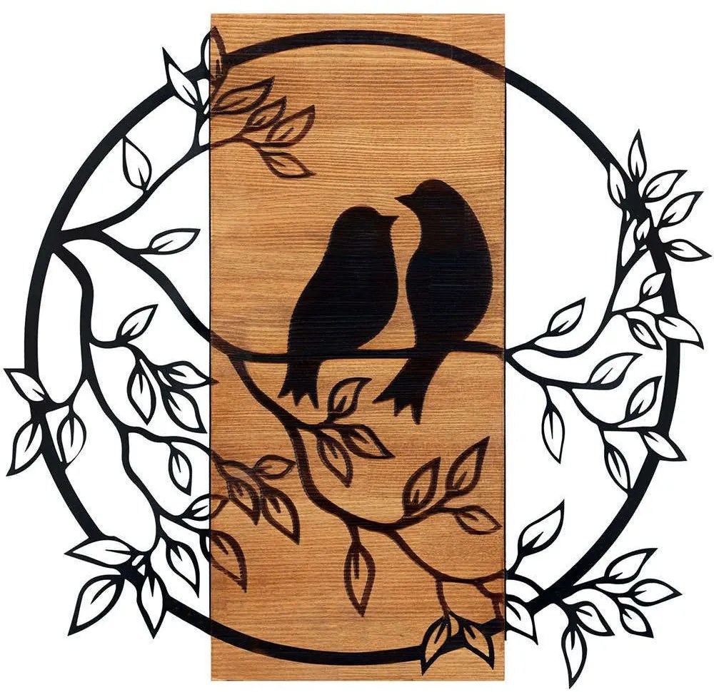 Διακοσμητικό Τοίχου Birds In Love 279ENZ1859 59,5x58,5cm Black-Walnut Wallity Metal,Wood