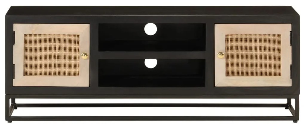 vidaXL Έπιπλο Τηλεόρασης Μαύρο 110x30x40εκ.Μασίφ Ξύλο Μάνγκο &amp; Σίδηρος