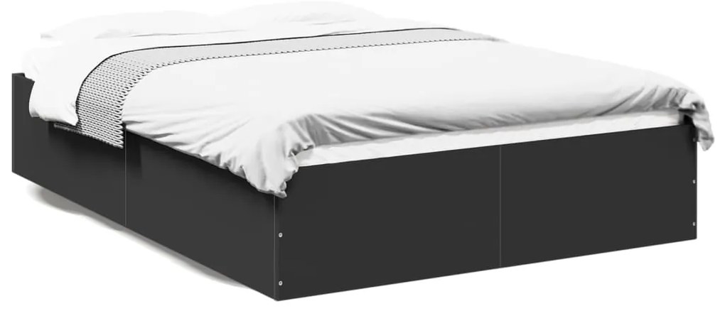vidaXL Πλαίσιο Κρεβατιού Μαύρο 135x190 εκ. Επεξεργ. Ξύλο