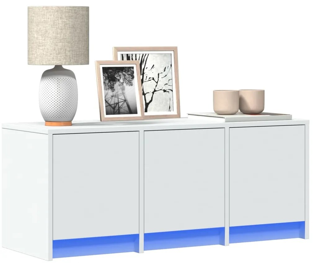 vidaXL Έπιπλο Τηλεόρασης με LED Λευκό 97x34x40 εκ. από Επεξ. Ξύλο