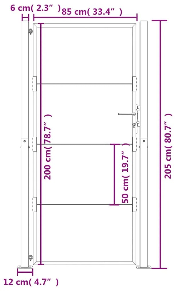 Πύλη Κήπου 105 x 205 εκ. από Ατσάλι Corten - Καφέ