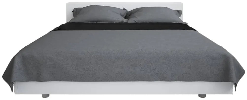 vidaXL Κουβερλί Καπιτονέ Διπλής Όψης Γκρι και Μαύρο 230 x 260 εκ.