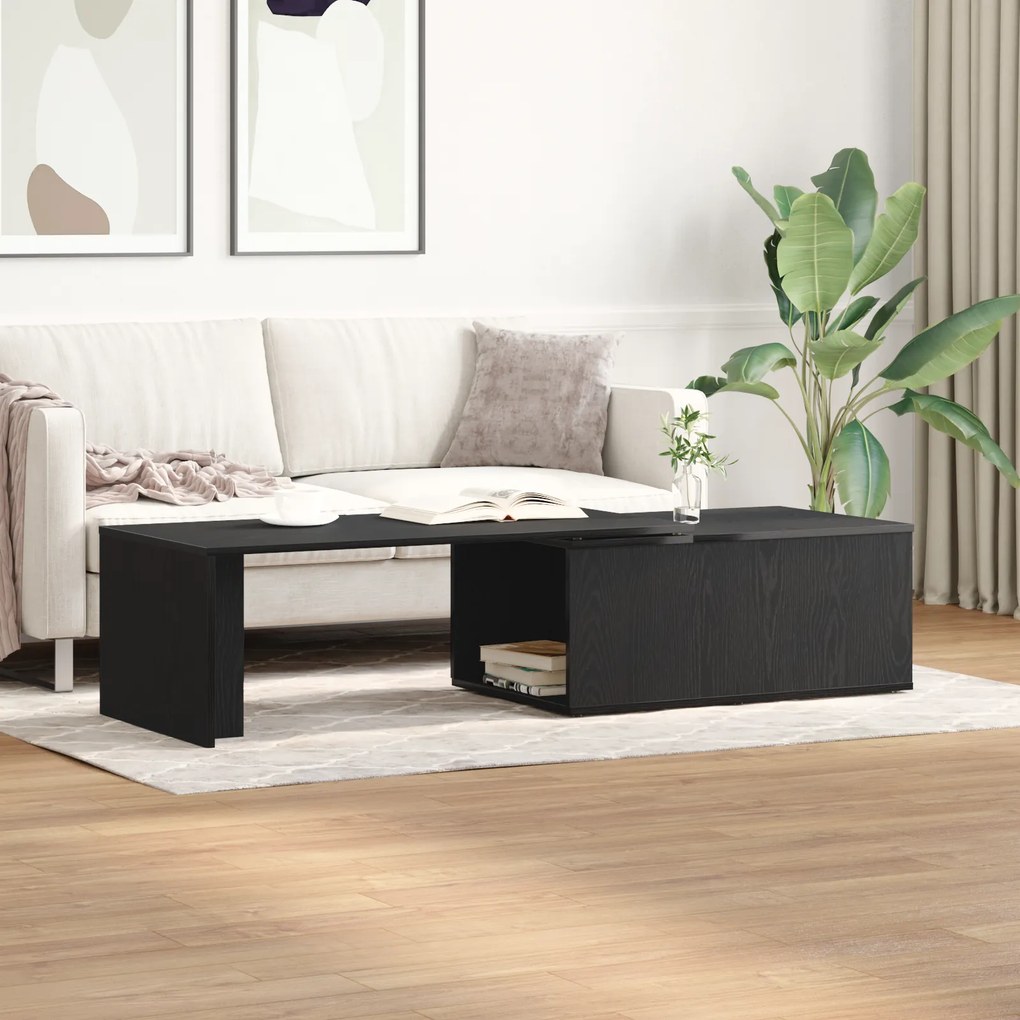 vidaXL Τραπεζάκι Σαλονιού Μαύρο Δρυς 150x50x35 εκ. Φτιαγμένο από Μηχανικό Ξύλο