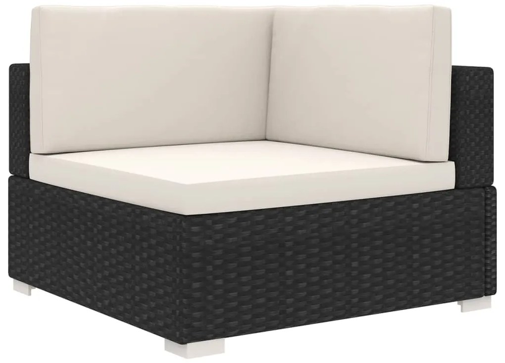 vidaXL Γωνιακό Κάθισμα Τμηματικό 1 τεμ. Μαύρο Συνθ. Ρατάν + Μαξιλάρια