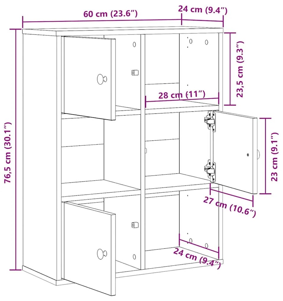 Βιβλιοθήκη Γκρι Sonoma 60x24x76,5 εκ. από Επεξεργασμένο Ξύλο - Γκρι