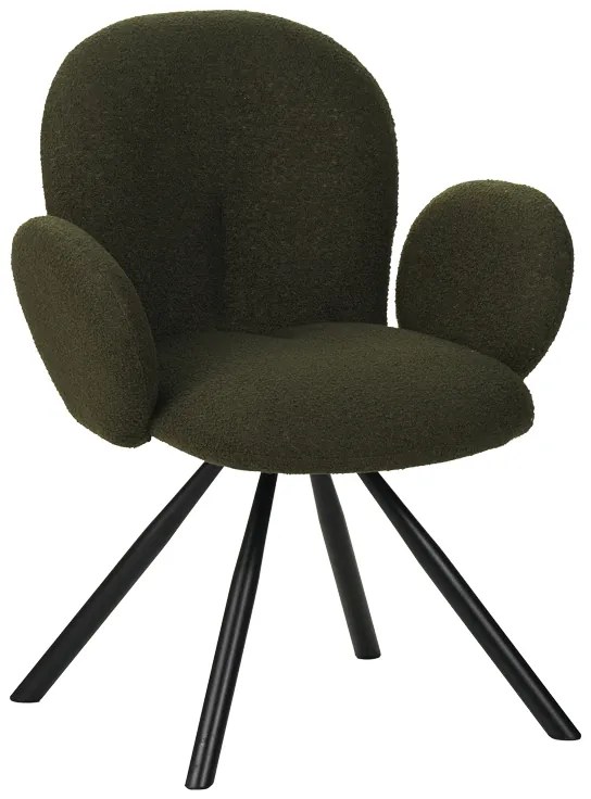 Πολυθρόνα Garzele Inart πράσινο μπουκλέ ύφασμα-πόδι μαύρο μέταλλο 68x66x82.5εκ