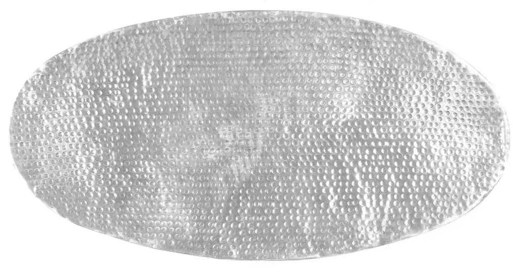 Τραπεζάκι Σαλονιού Hammered Ασημί 100x50x28 εκ. από Αλουμίνιο - Ασήμι