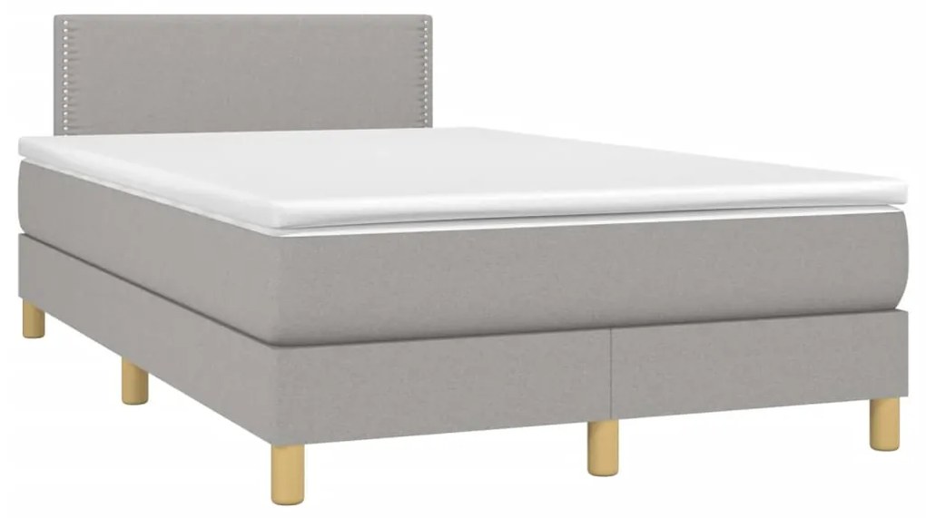 Κρεβάτι Boxspring με Στρώμα Ανοιχτό Γκρι 120x190 εκ. Υφασμάτινο - Γκρι