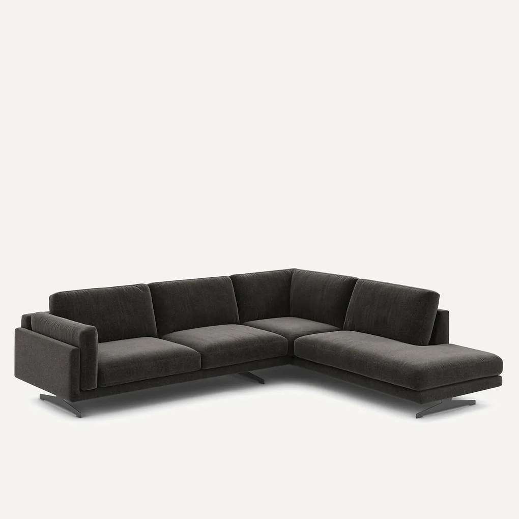 Γωνιακός καναπές με σεζλόνγκ από βελούδο chenille, César