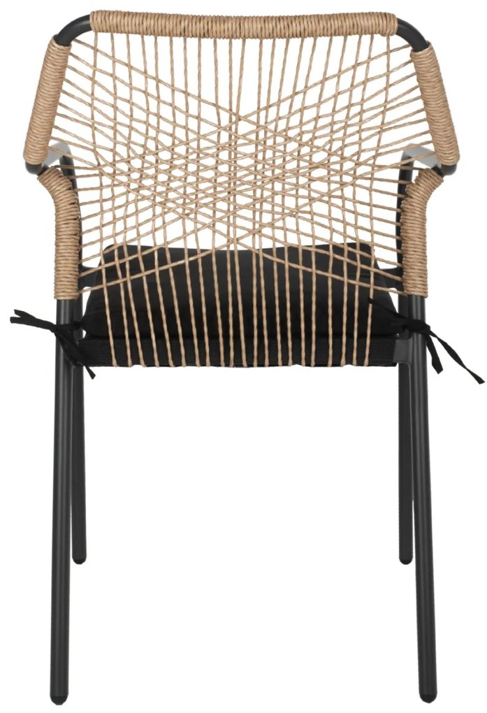 Καρέκλα - Πολυθρόνα TROTTER C5865.11 Γκρί Αλουμινίου με Μπέζ Wicker και Μαύρο Μαξιλάρι 55x61x84 εκ.