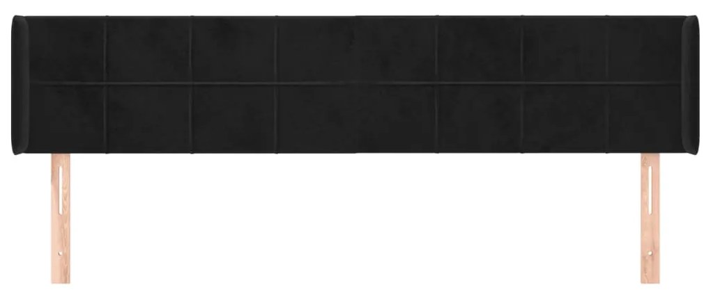 Κεφαλάρι με Πτερύγια Μαύρο 163x16x78/88 εκ. Βελούδινο 3118824