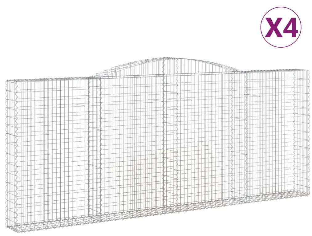 vidaXL Συρματοκιβώτια Τοξωτά 4 τεμ. 400x30x160/180 εκ. Γαλβαν. Ατσάλι