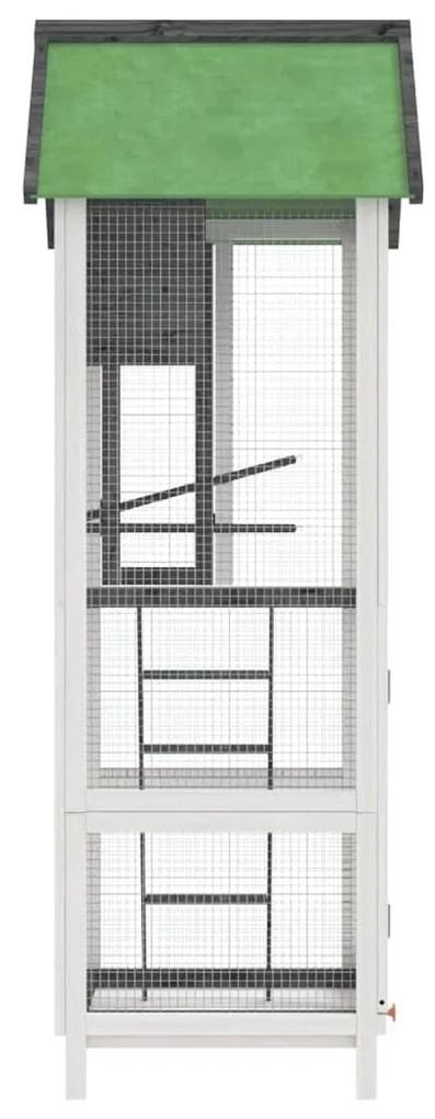 vidaXL Σπιτάκι Πουλιών Γκρι 60 x 58,5 x 160 εκ. από Μασίφ Ξύλο Πεύκου