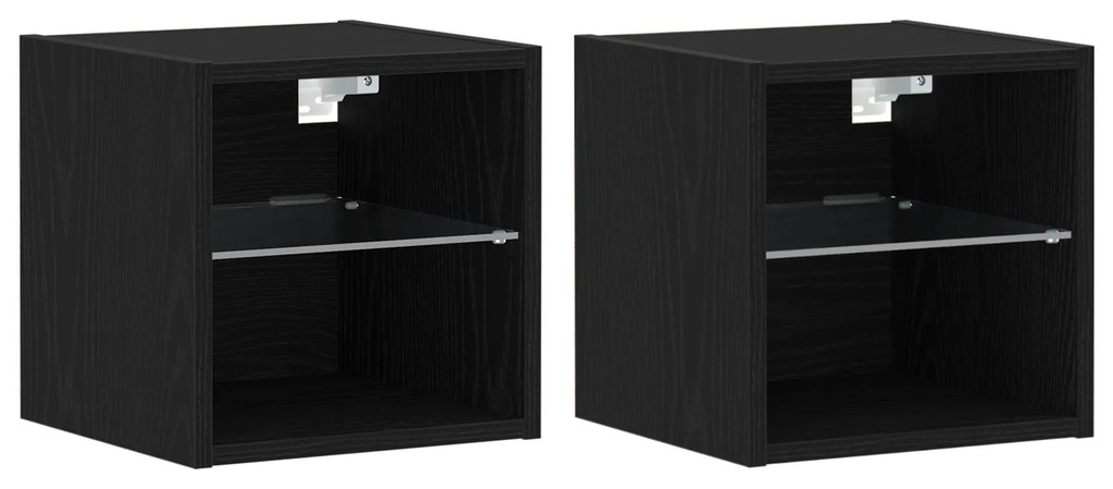 vidaXL Κάμψη LED TV 2 τεμάχια Μαύρη Δρυς 30x28,5x30 εκ. Μηχανουργικό Ξύλο