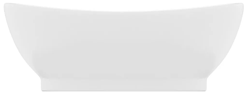 vidaXL Νιπτήρας με Υπερχείλιση Οβάλ Λευκό Ματ 58,5x39 εκ. Κεραμικός