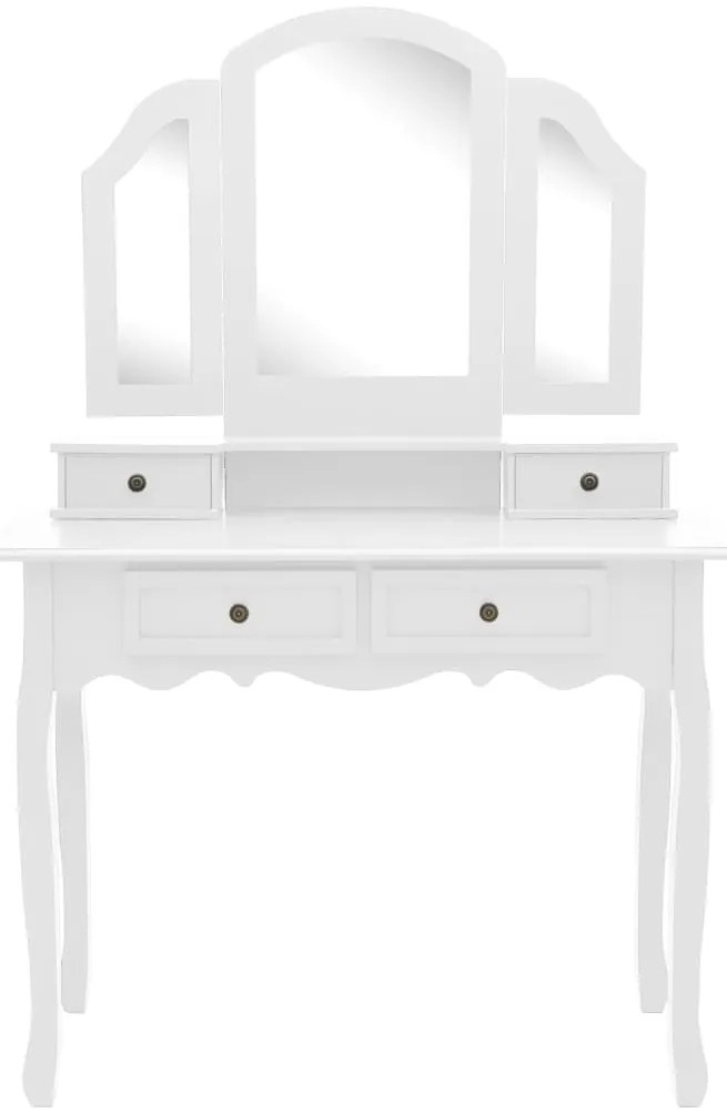 vidaXL Μπουντουάρ με Σκαμπό Λευκό 100 x 40 x 146 εκ. Ξύλο Παυλώνιας