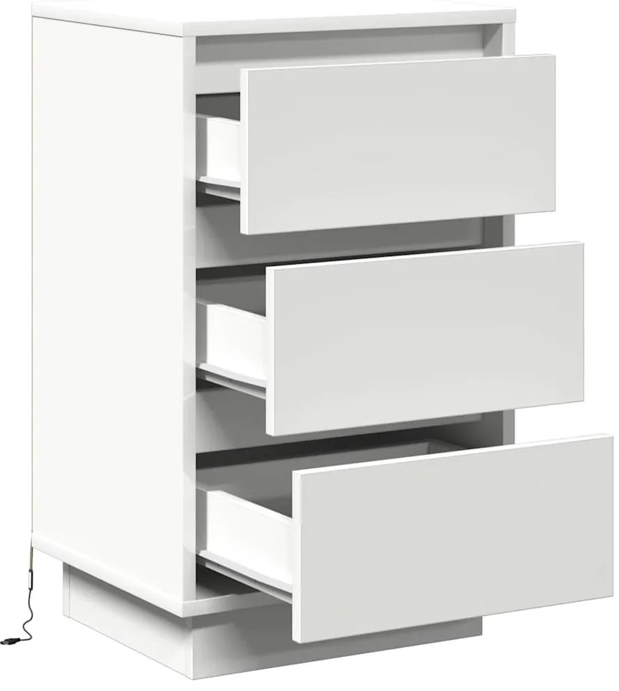 vidaXL Κομοδίνο με συρτάρι Λευκό 39 x 34.5 x 65 εκ. Επεξεργασμένο ξύλο