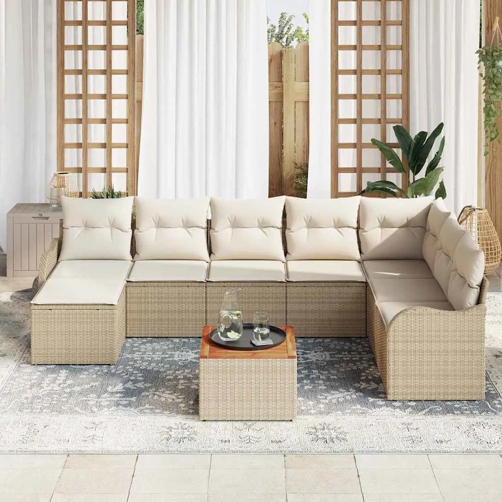 vidaXL Σετ Καναπέ Κήπου 9 pcs Beige, λευκό