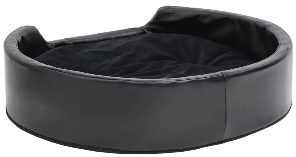vidaXL Κρεβάτι Σκύλου Μαύρο 79 x 70 x 19 εκ. Βελουτέ/Συνθετικό Δέρμα
