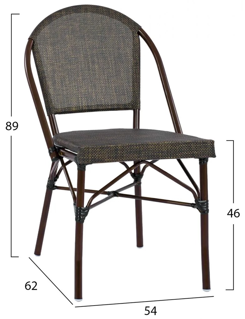 Καρέκλα PRETORIA C5718 Μεταλλική Bamboo Look Καφέ 54x62x89 εκ. 54x62x89 εκ.